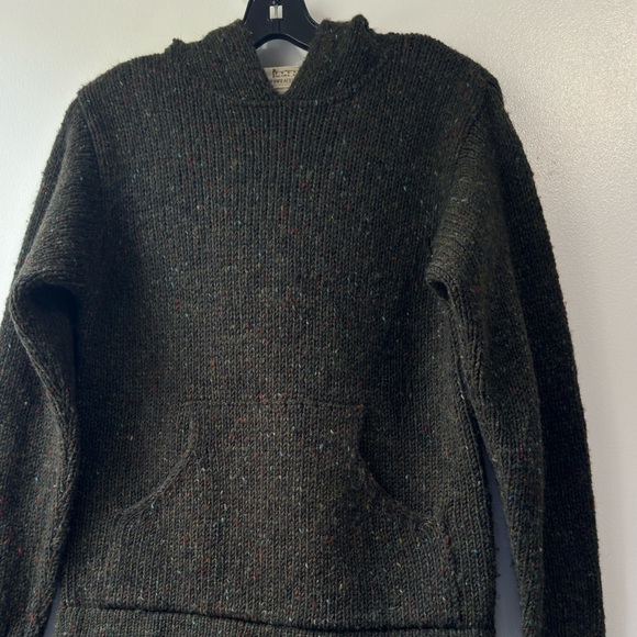 Aran Unisex Sweater Market Wool Hoodie With Pouch Pocket Size XS - Picture 4 of 13